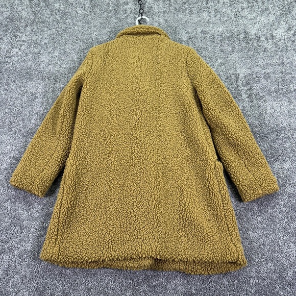 Nine West Coat Womens Medium Brown Sherpa Teddy Button Front Warm Winter - Picture 2 of 10